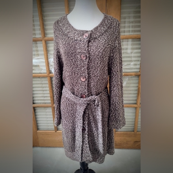 Classiques Entier Sweaters - EUC Nordstrom Classiques Entier Belted Cardigan Duster, Heathered Brown, Large